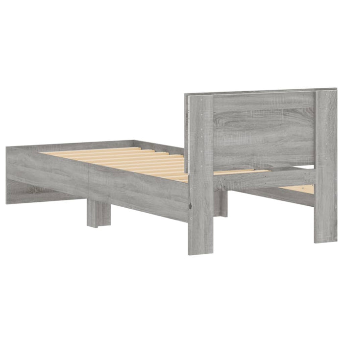 Cadru de pat cu tăblie și lumini LED, gri sonoma, 90x200 cm - WALTI WALTI