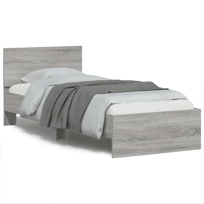 Cadru de pat cu tăblie și lumini LED, gri sonoma, 90x200 cm - WALTI WALTI