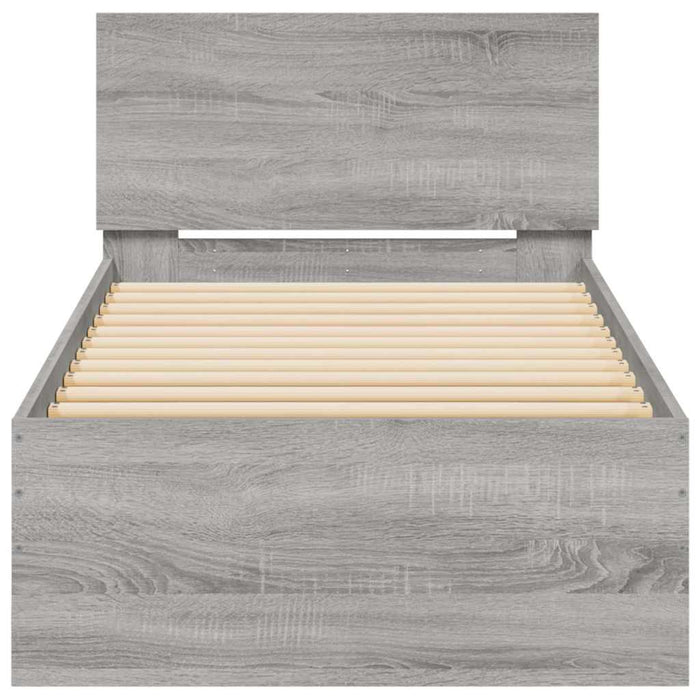 Cadru de pat cu tăblie și lumini LED, gri sonoma, 90x190 cm - WALTI WALTI