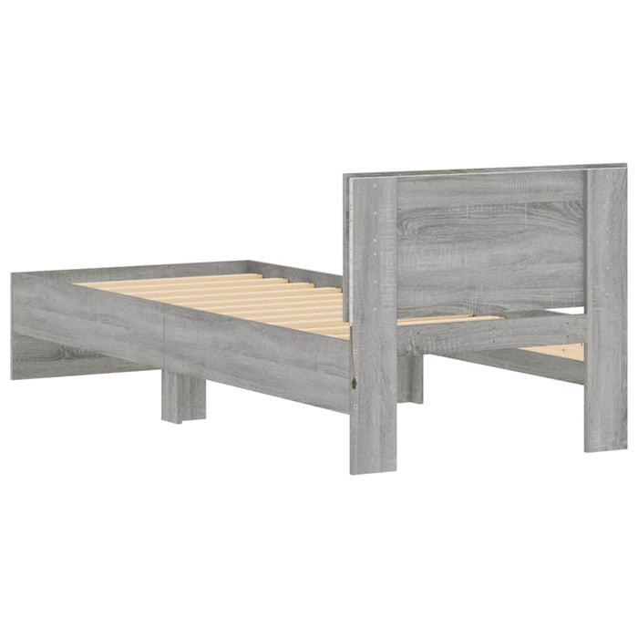 Cadru de pat cu tăblie și lumini LED, gri sonoma, 90x190 cm - WALTI WALTI