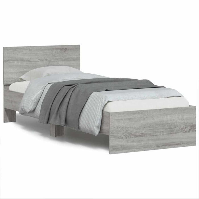 Cadru de pat cu tăblie și lumini LED, gri sonoma, 90x190 cm - WALTI WALTI