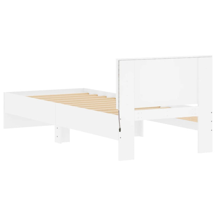 Cadru de pat cu tăblie și lumini LED, alb, 75x190 cm - WALTI WALTI