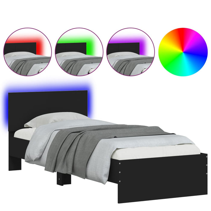 Cadru de pat cu tăblie și lumini LED, negru, 75x190 cm - WALTI WALTI