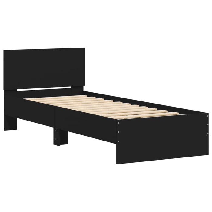 Cadru de pat cu tăblie și lumini LED, negru, 75x190 cm - WALTI WALTI