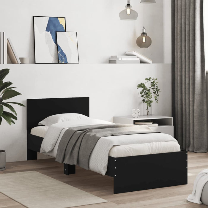 Cadru de pat cu tăblie și lumini LED, negru, 75x190 cm - WALTI WALTI