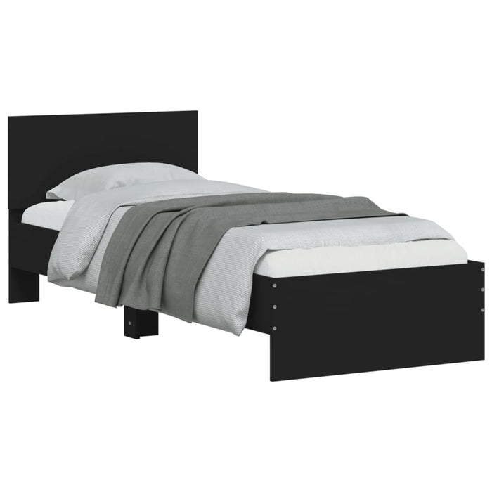 Cadru de pat cu tăblie și lumini LED, negru, 75x190 cm - WALTI WALTI