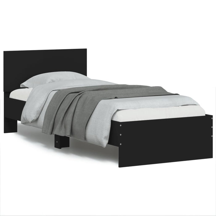 Cadru de pat cu tăblie și lumini LED, negru, 75x190 cm - WALTI WALTI