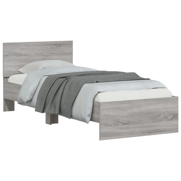 Cadru de pat cu tăblie și lumini LED, gri sonoma, 75x190 cm - WALTI WALTI