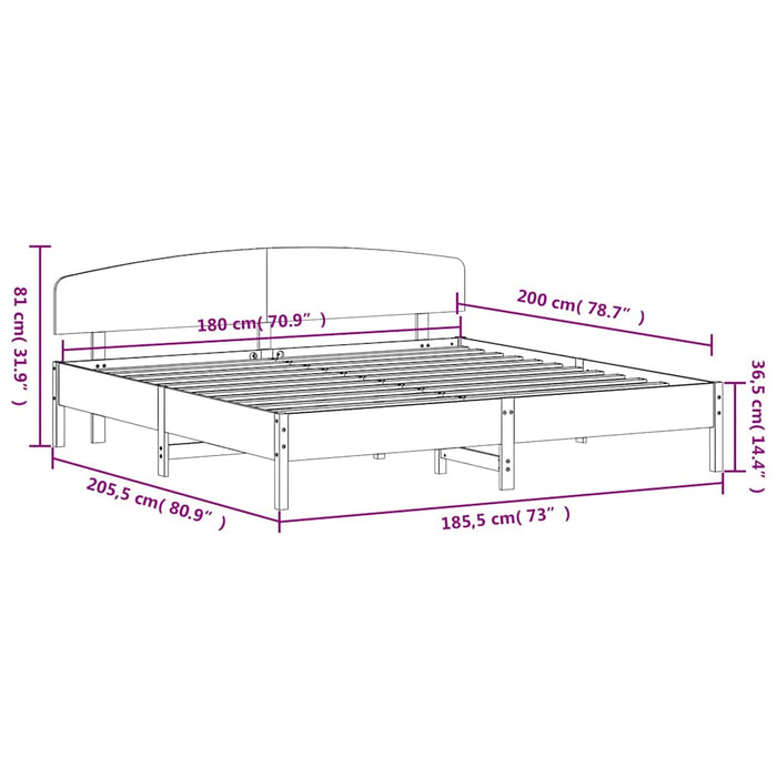 Cadru de pat fără saltea, maro ceruit 180x200 cm lemn masiv pin - WALTI WALTI
