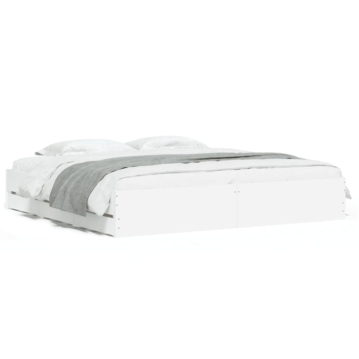 Cadru de pat cu sertare alb 200x200 cm lemn prelucrat - WALTI WALTI