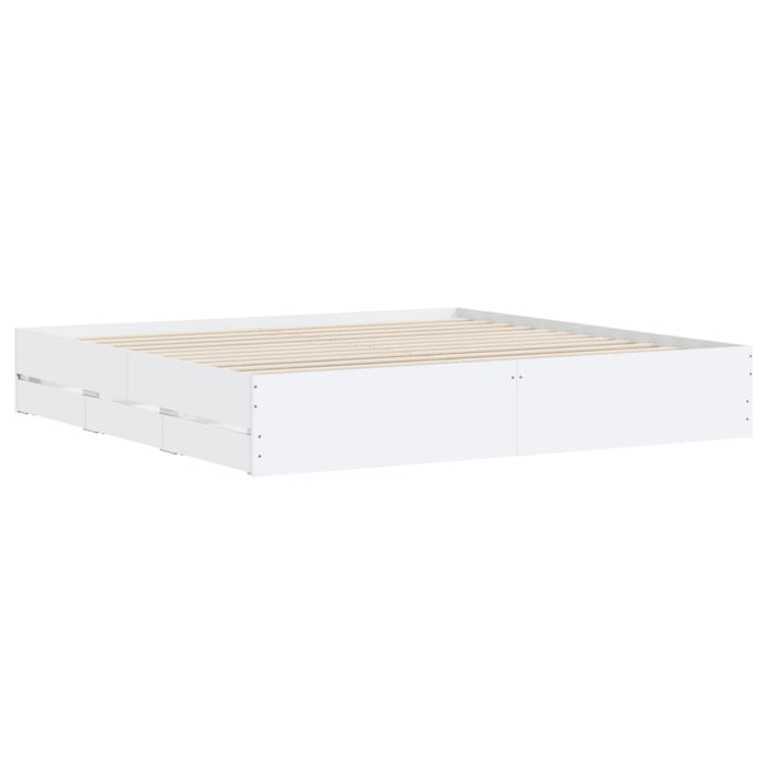 Cadru de pat cu sertare alb 200x200 cm lemn prelucrat - WALTI WALTI