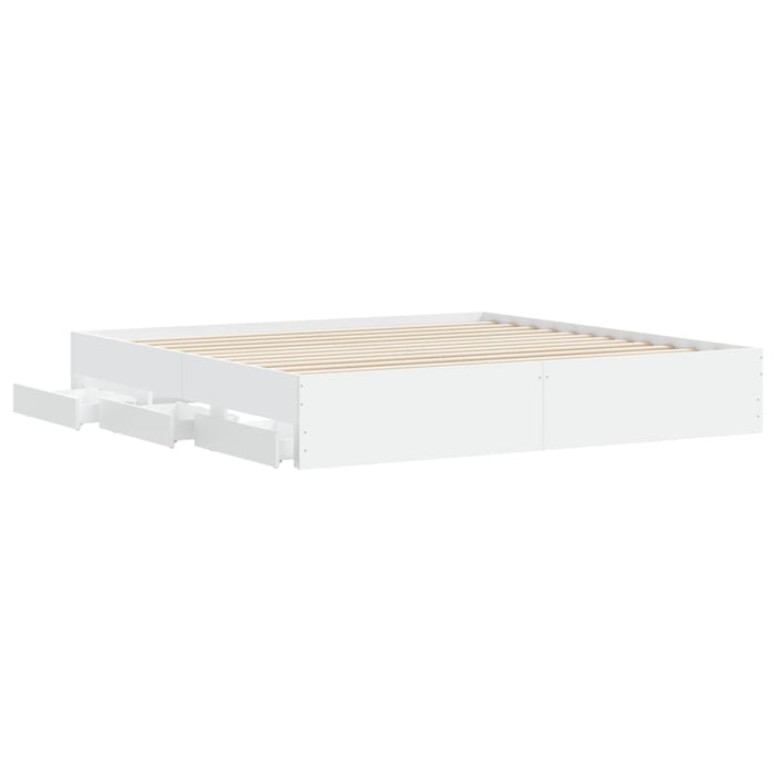 Cadru de pat cu sertare alb 200x200 cm lemn prelucrat - WALTI WALTI