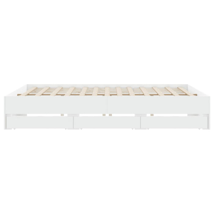 Cadru de pat cu sertare alb 200x200 cm lemn prelucrat - WALTI WALTI