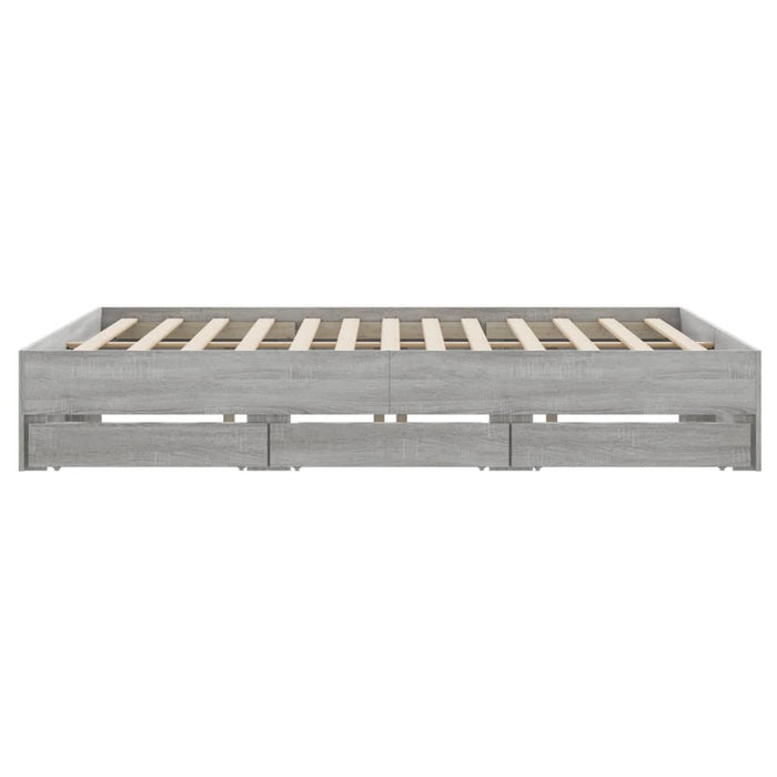 Cadru de pat cu sertare gri sonoma 200x200 cm lemn prelucrat - WALTI WALTI