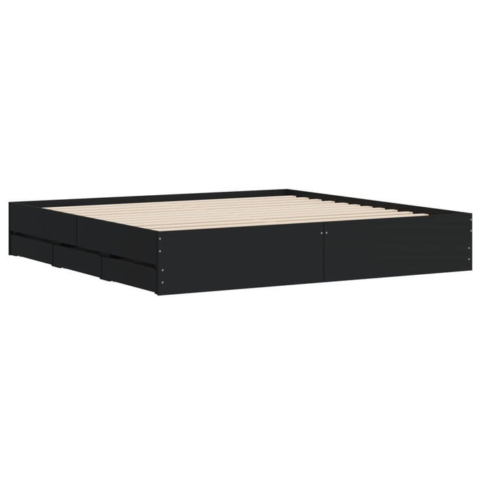 Cadru de pat cu sertare, negru, 180x200 cm, lemn prelucrat WALTI