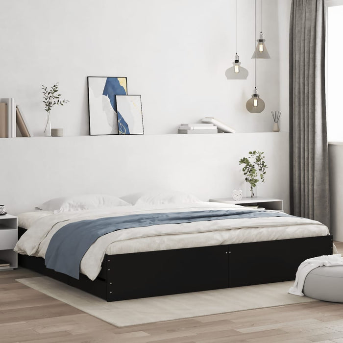 Cadru de pat cu sertare, negru, 180x200 cm, lemn prelucrat WALTI