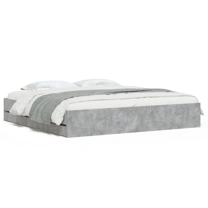 Cadru de pat cu sertare, gri beton, 180x200 cm, lemn prelucrat - WALTI WALTI