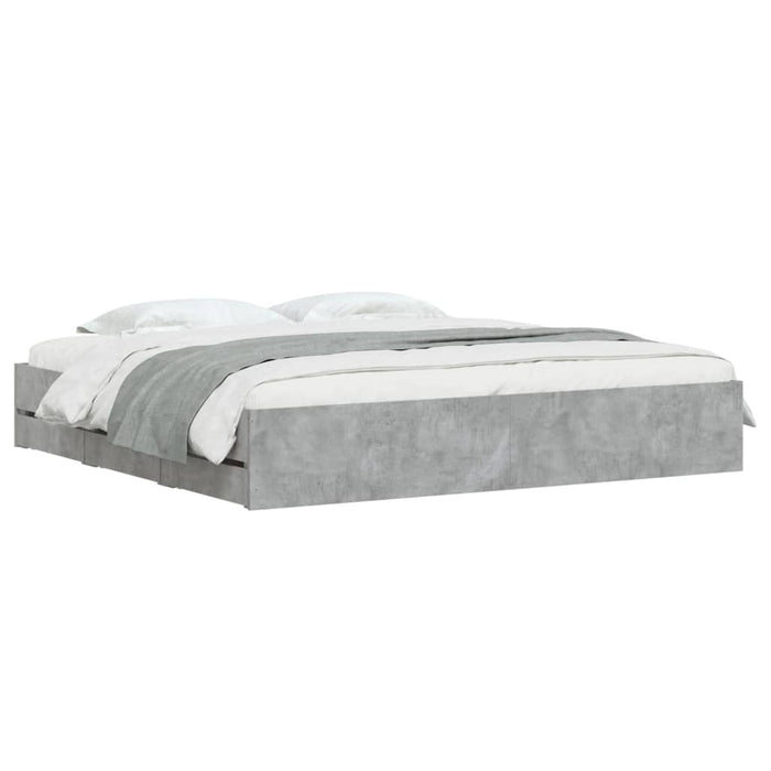 Cadru de pat cu sertare, gri beton, 180x200 cm, lemn prelucrat - WALTI WALTI