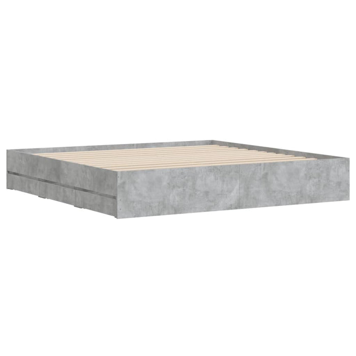 Cadru de pat cu sertare, gri beton, 180x200 cm, lemn prelucrat - WALTI WALTI