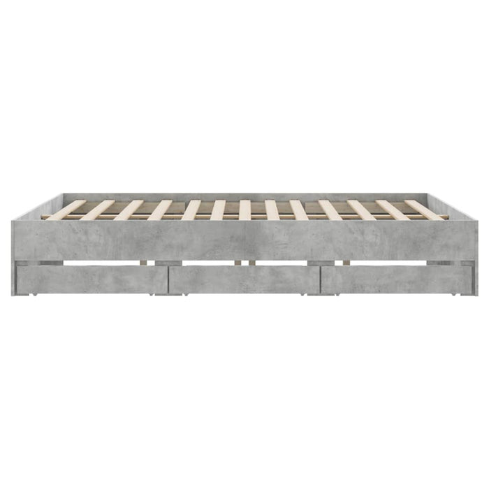 Cadru de pat cu sertare, gri beton, 180x200 cm, lemn prelucrat - WALTI WALTI