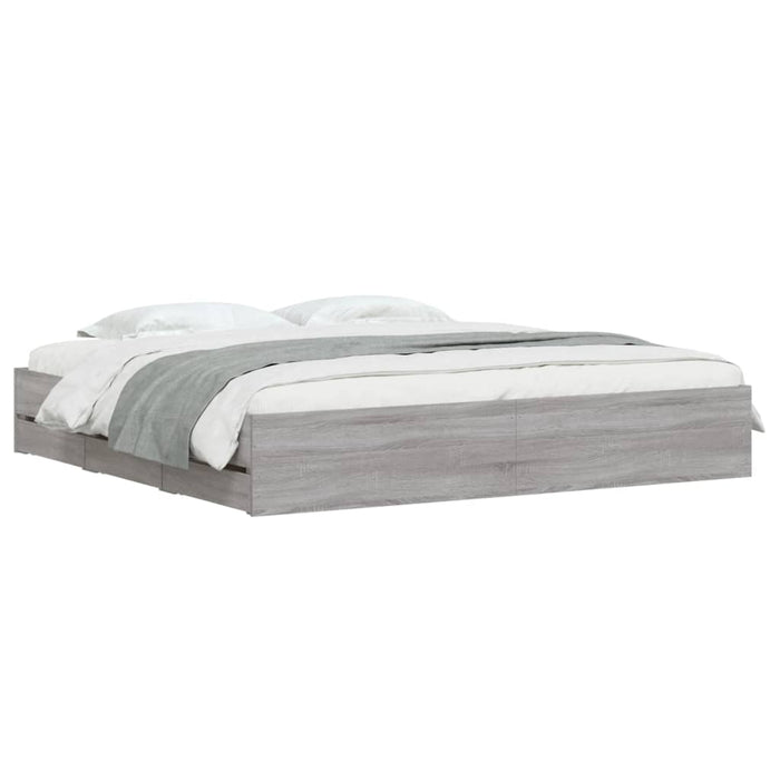 Cadru de pat cu sertare gri sonoma 180x200 cm lemn prelucrat - WALTI WALTI