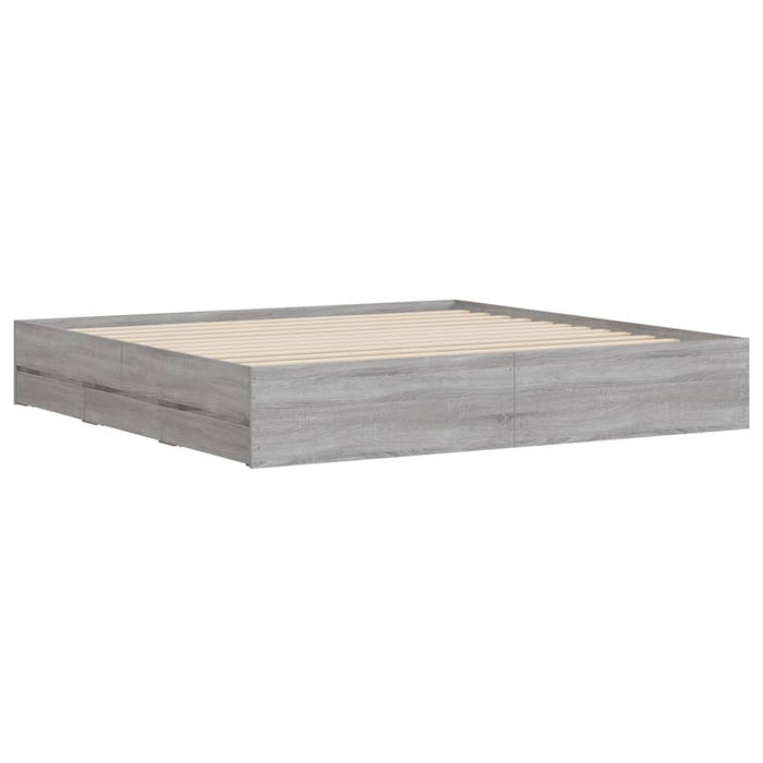 Cadru de pat cu sertare gri sonoma 180x200 cm lemn prelucrat - WALTI WALTI