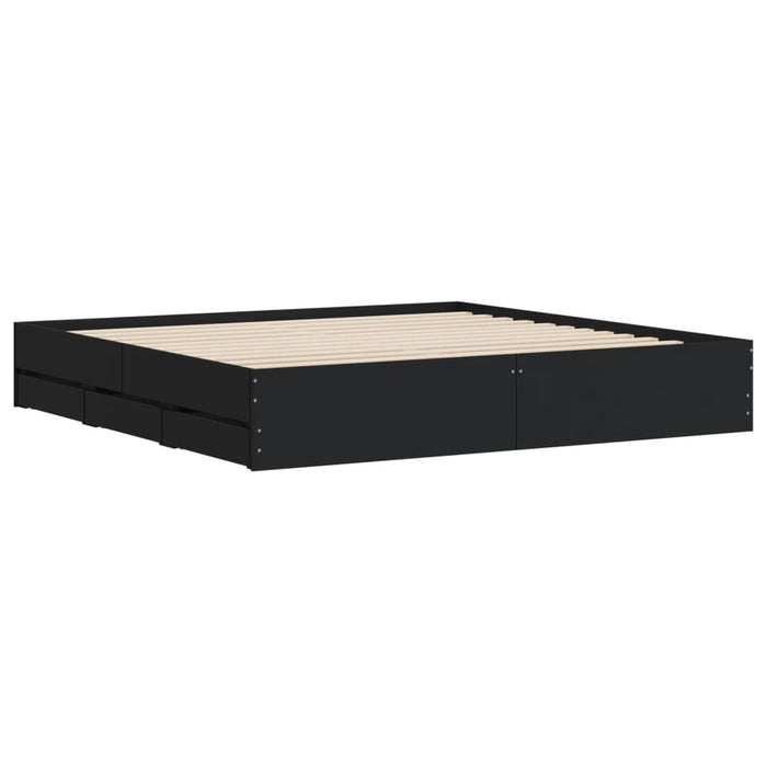 Cadru de pat cu sertare, negru, 160x200 cm, lemn prelucrat WALTI