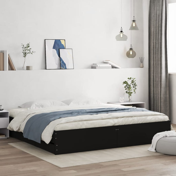 Cadru de pat cu sertare, negru, 160x200 cm, lemn prelucrat WALTI
