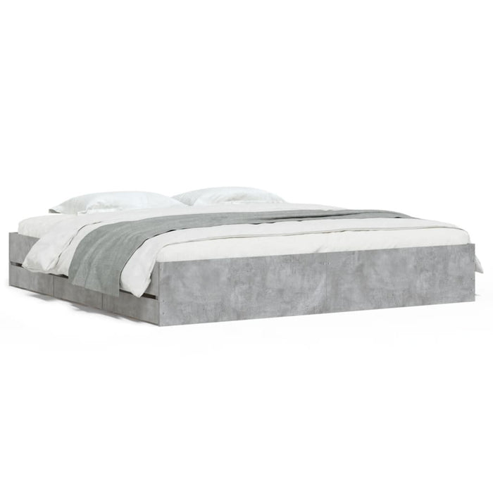Cadru de pat cu sertare, gri beton, 160x200 cm, lemn prelucrat - WALTI WALTI