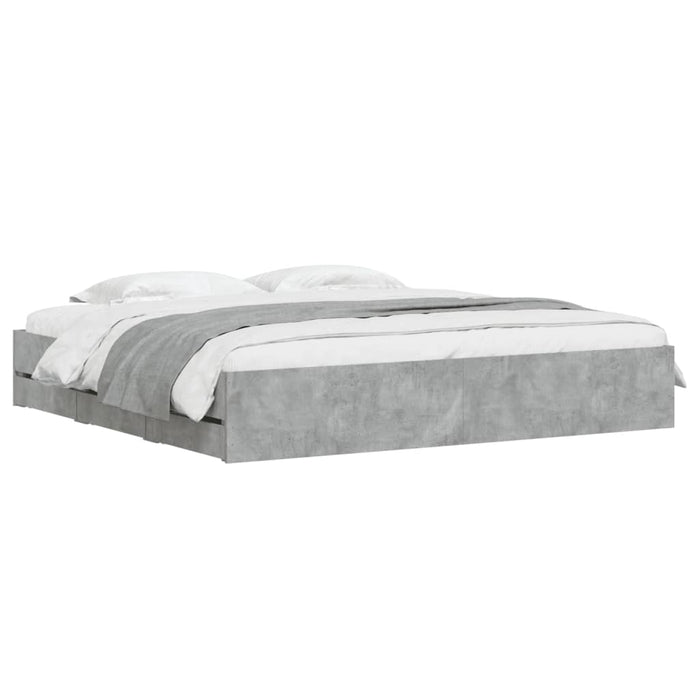 Cadru de pat cu sertare, gri beton, 160x200 cm, lemn prelucrat - WALTI WALTI