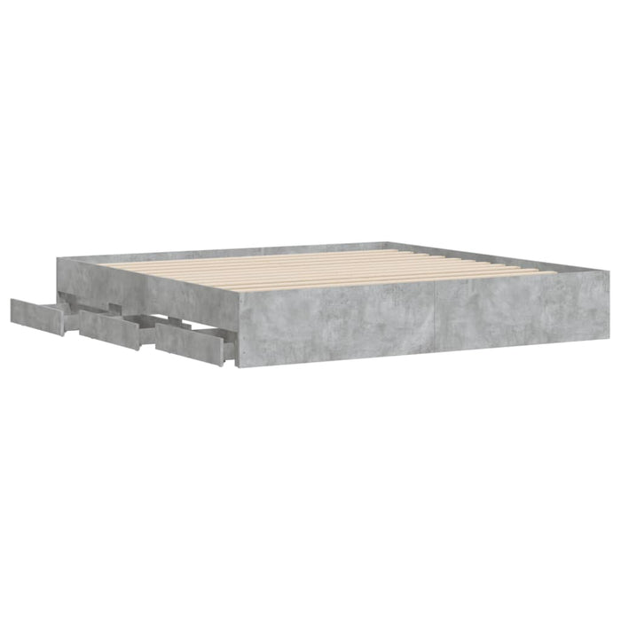 Cadru de pat cu sertare, gri beton, 160x200 cm, lemn prelucrat - WALTI WALTI
