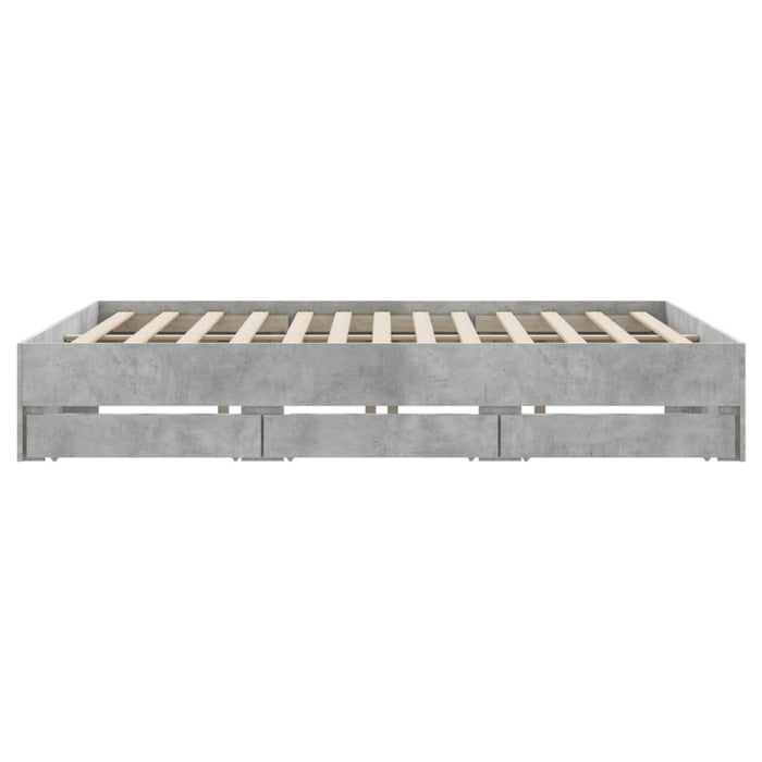 Cadru de pat cu sertare, gri beton, 160x200 cm, lemn prelucrat - WALTI WALTI