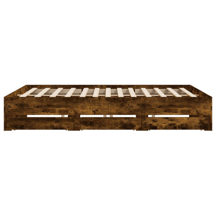 Cadru de pat cu sertare stejar fumuriu 160x200cm lemn prelucrat - WALTI WALTI