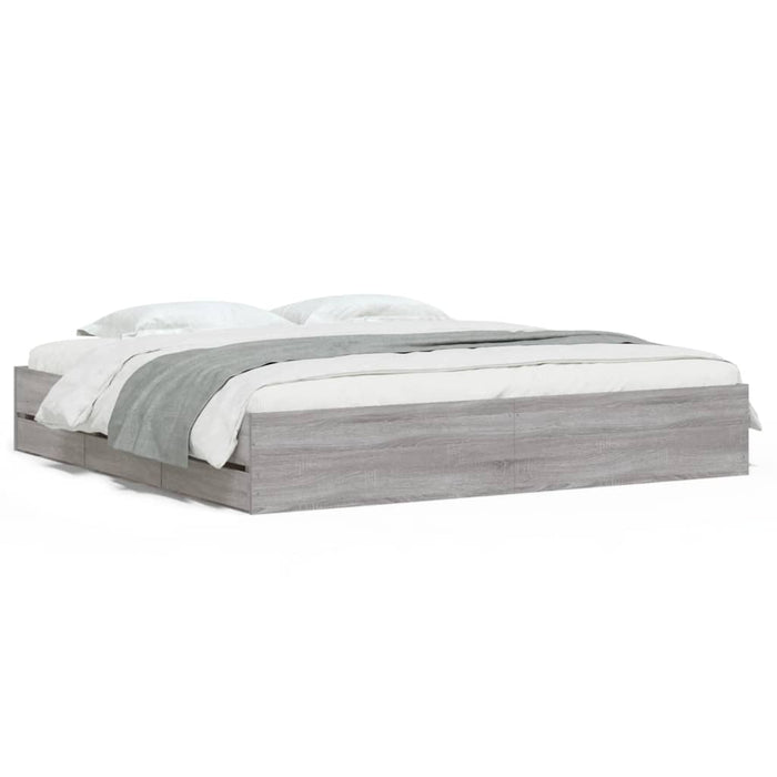 Cadru de pat cu sertare, gri sonoma, 160x200 cm lemn prelucrat - WALTI WALTI