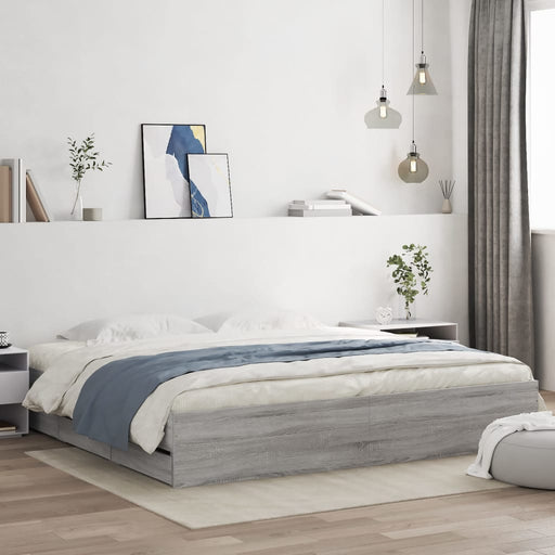 Cadru de pat cu sertare, gri sonoma, 160x200 cm lemn prelucrat - WALTI WALTI