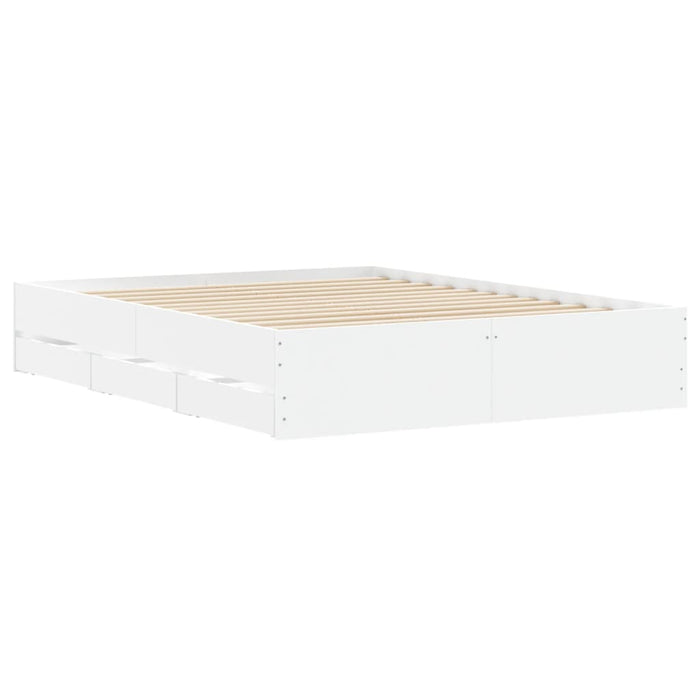 Cadru pat cu sertare alb extralucios 150x200 cm, lemn prelucrat WALTI