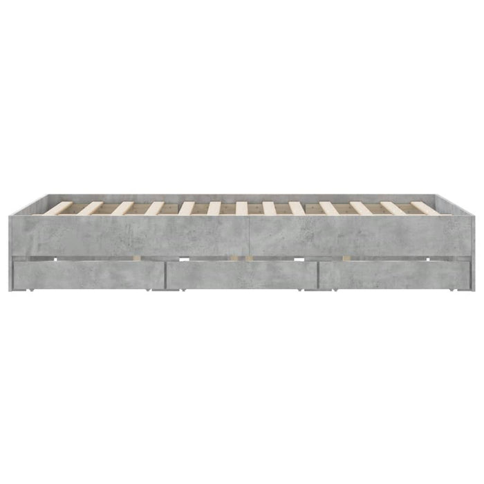 Cadru de pat cu sertare, gri beton, 150x200 cm, lemn prelucrat - WALTI WALTI