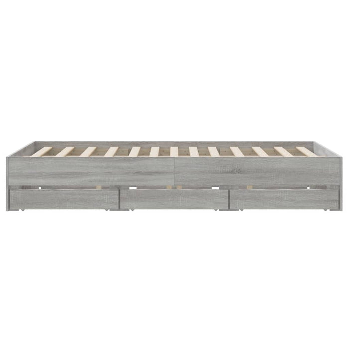 Cadru de pat cu sertare gri sonoma 150x200 cm lemn prelucrat - WALTI WALTI