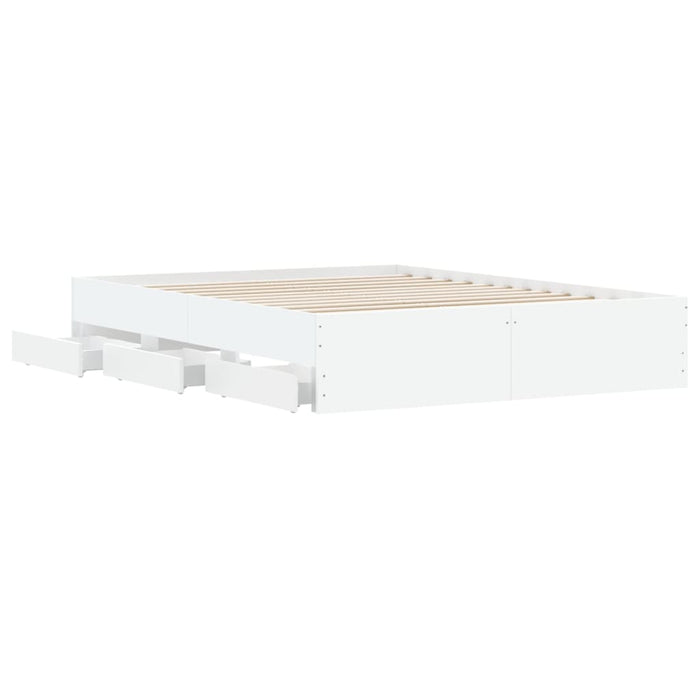 Cadru pat cu sertare alb extralucios 140x200 cm, lemn prelucrat - WALTI WALTI
