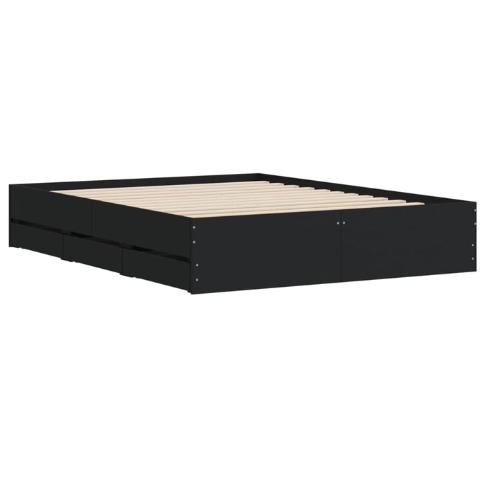 Cadru de pat cu sertare, negru, 140x200 cm, lemn prelucrat WALTI