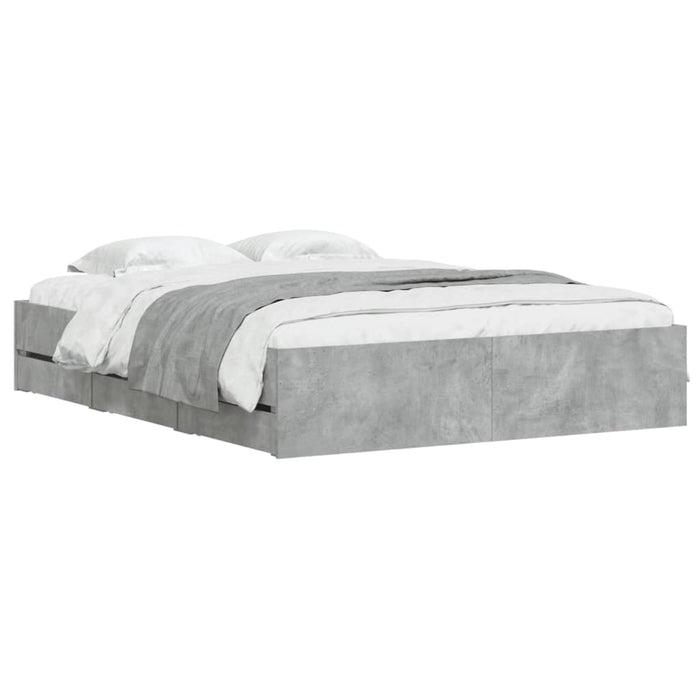Cadru de pat cu sertare, gri beton, 140x200 cm, lemn prelucrat - WALTI WALTI
