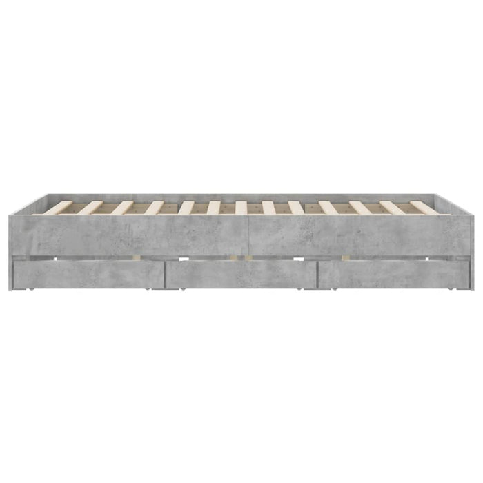 Cadru de pat cu sertare, gri beton, 140x200 cm, lemn prelucrat - WALTI WALTI