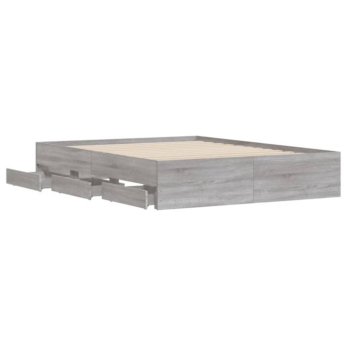 Cadru de pat cu sertare gri sonoma 140x200 cm lemn prelucrat - WALTI WALTI