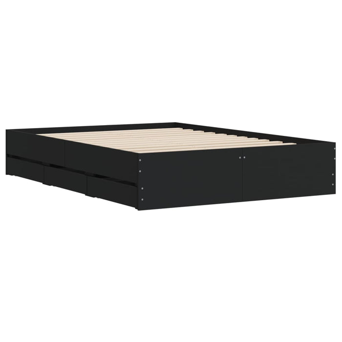 Cadru de pat cu sertare, negru, 120x200 cm, lemn prelucrat WALTI