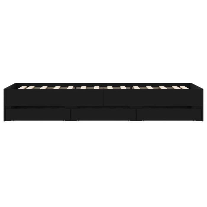 Cadru de pat cu sertare, negru, 100x200 cm, lemn prelucrat WALTI