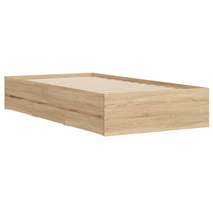 Cadru de pat cu sertare stejar sonoma 100x200 cm lemn prelucrat WALTI