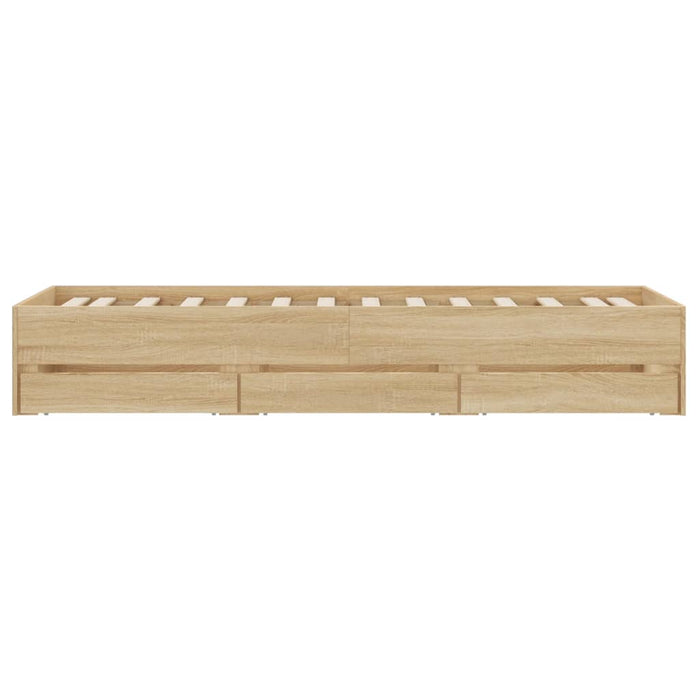 Cadru de pat cu sertare stejar sonoma 100x200 cm lemn prelucrat WALTI