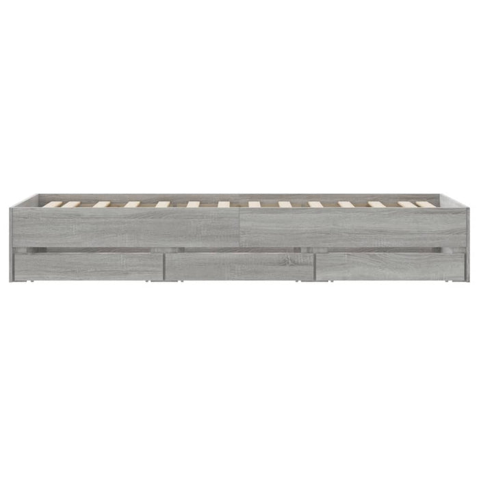 Cadru de pat cu sertare gri sonoma 100x200 cm lemn prelucrat WALTI