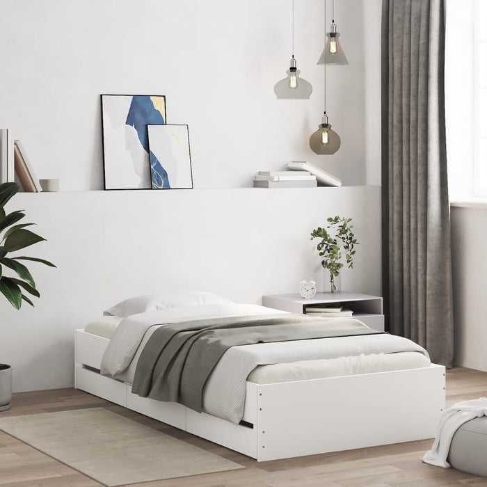 Cadru de pat cu sertare, alb, 90x200 cm, lemn prelucrat - WALTI WALTI