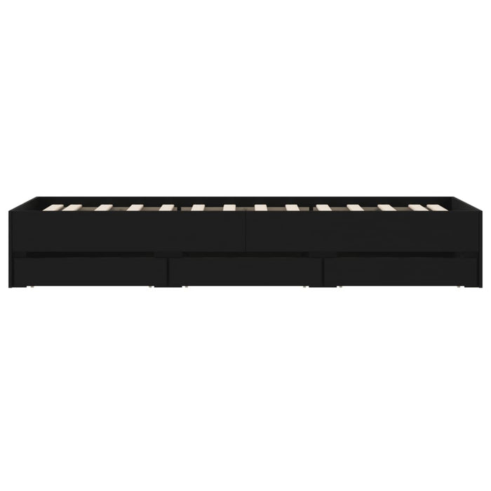 Cadru de pat cu sertare, negru, 90x200 cm, lemn prelucrat WALTI